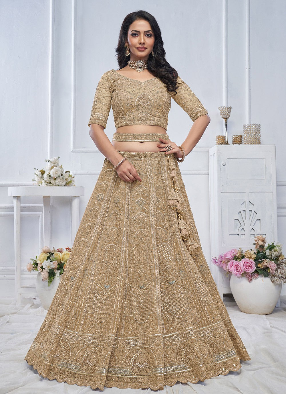 Embroidered Net A - Line Lehenga - L2825