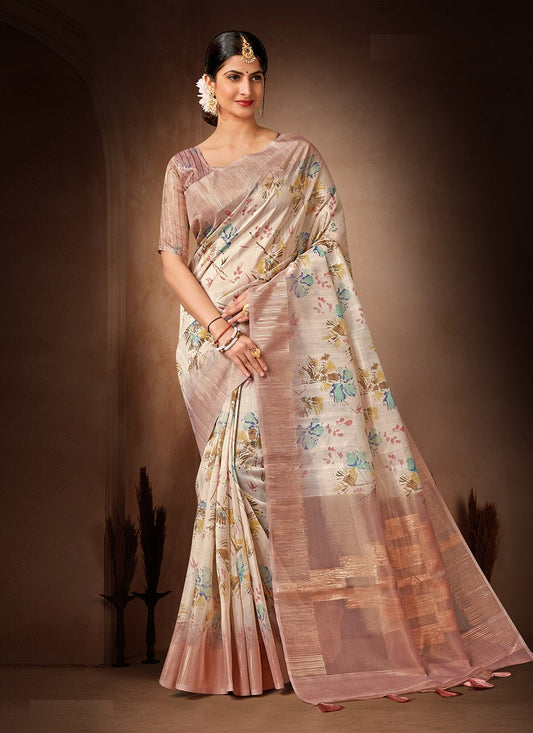 Classic Printed Organza, Tissue Saree - S4482