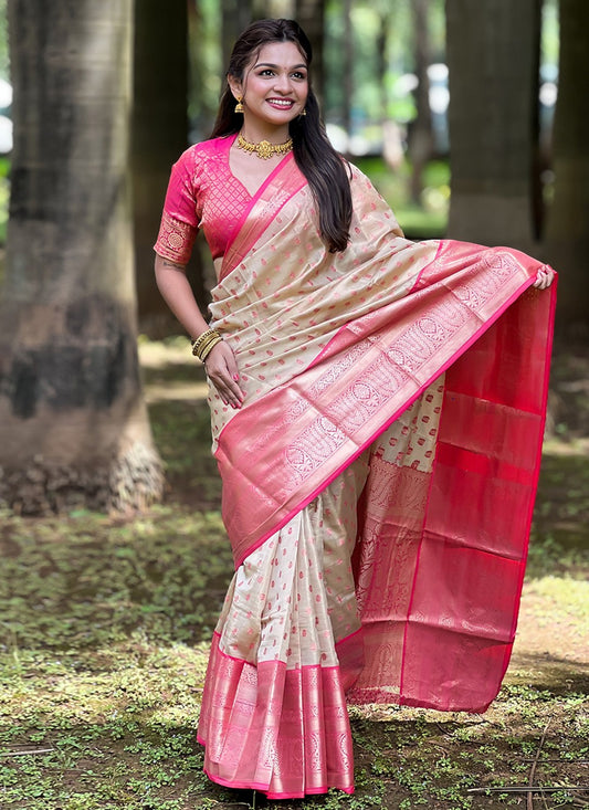 Classic Woven Silk, Tissue Saree - S8579