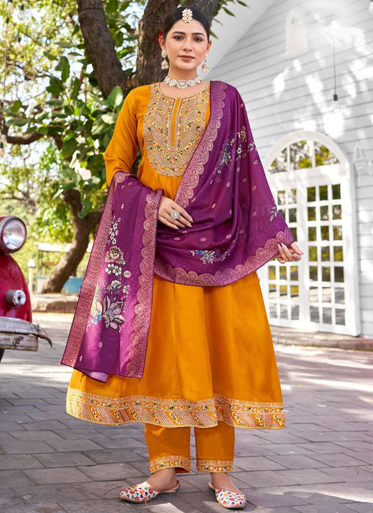 Cord Vichitra Silk Salwar Suit - T4565