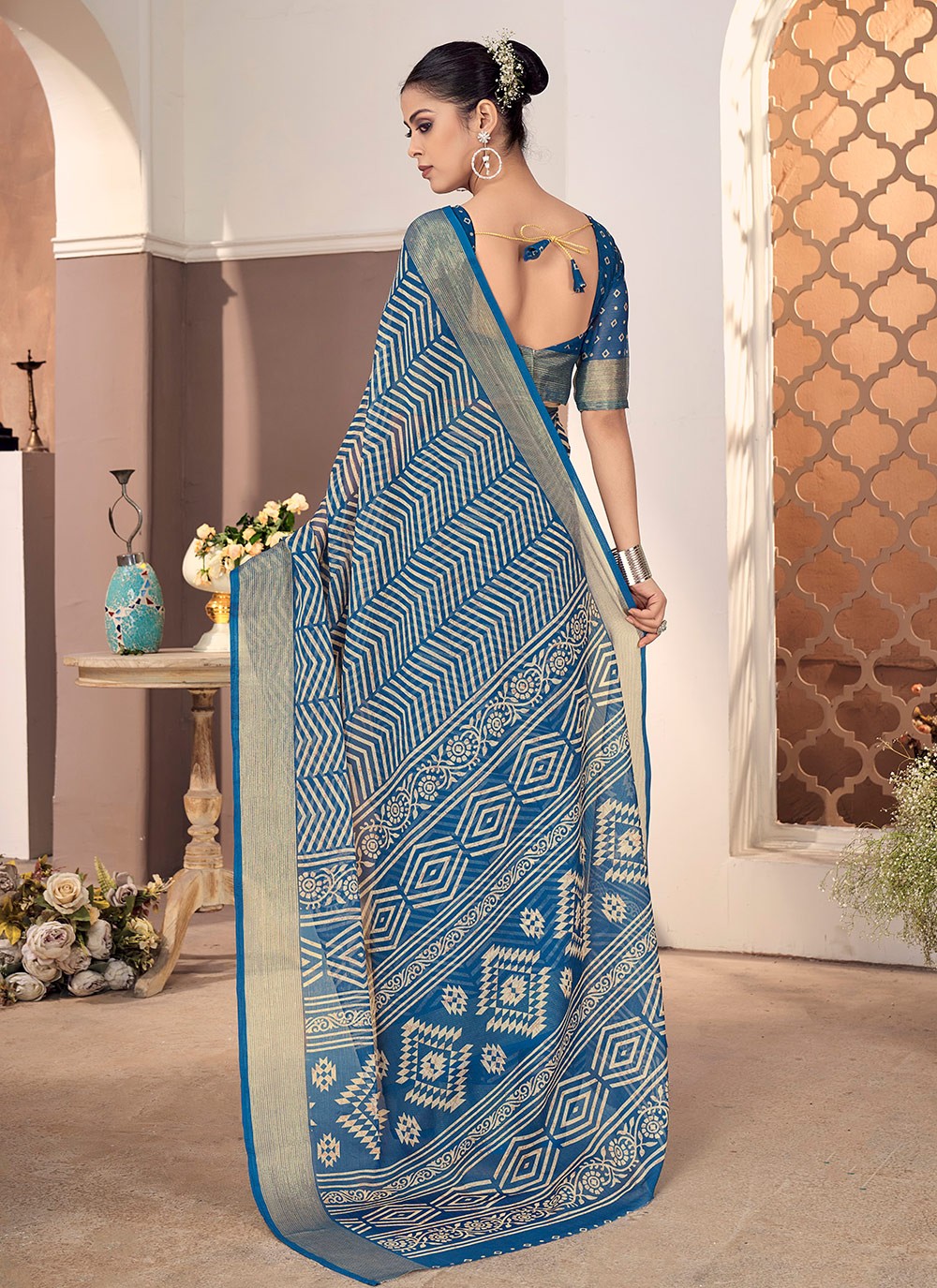 Trendy Printed Chiffon Saree - S8758