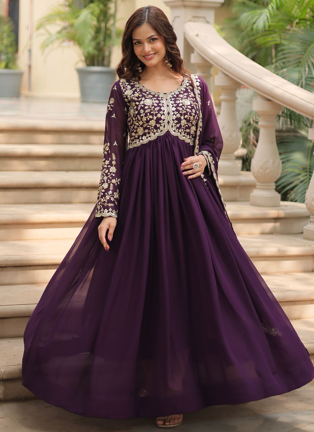 Faux Georgette Gown - G1596