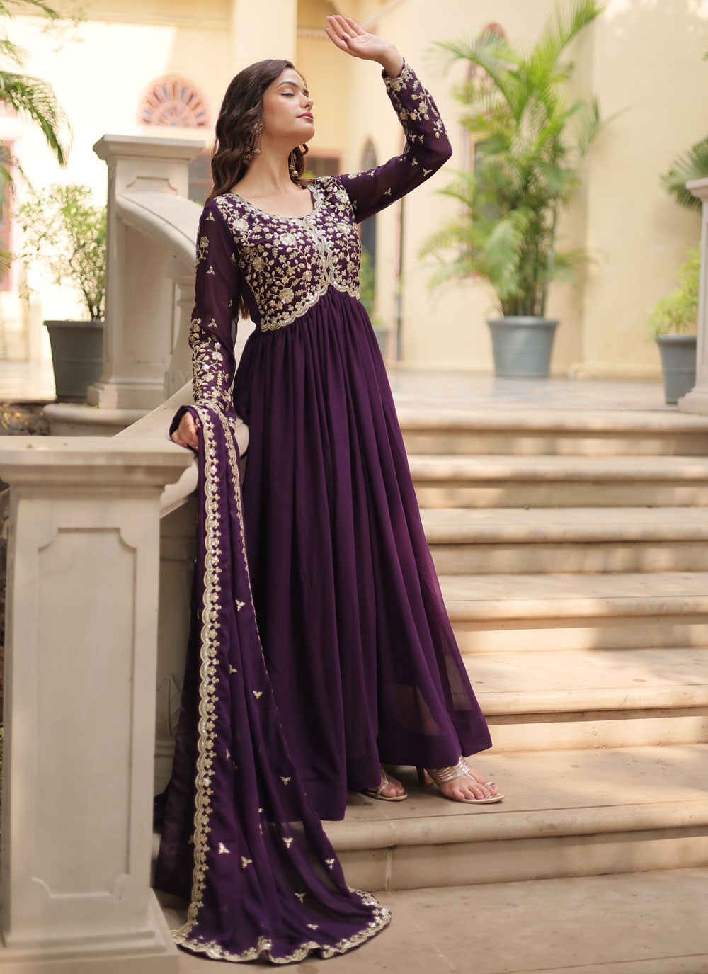 Faux Georgette Gown - G1596