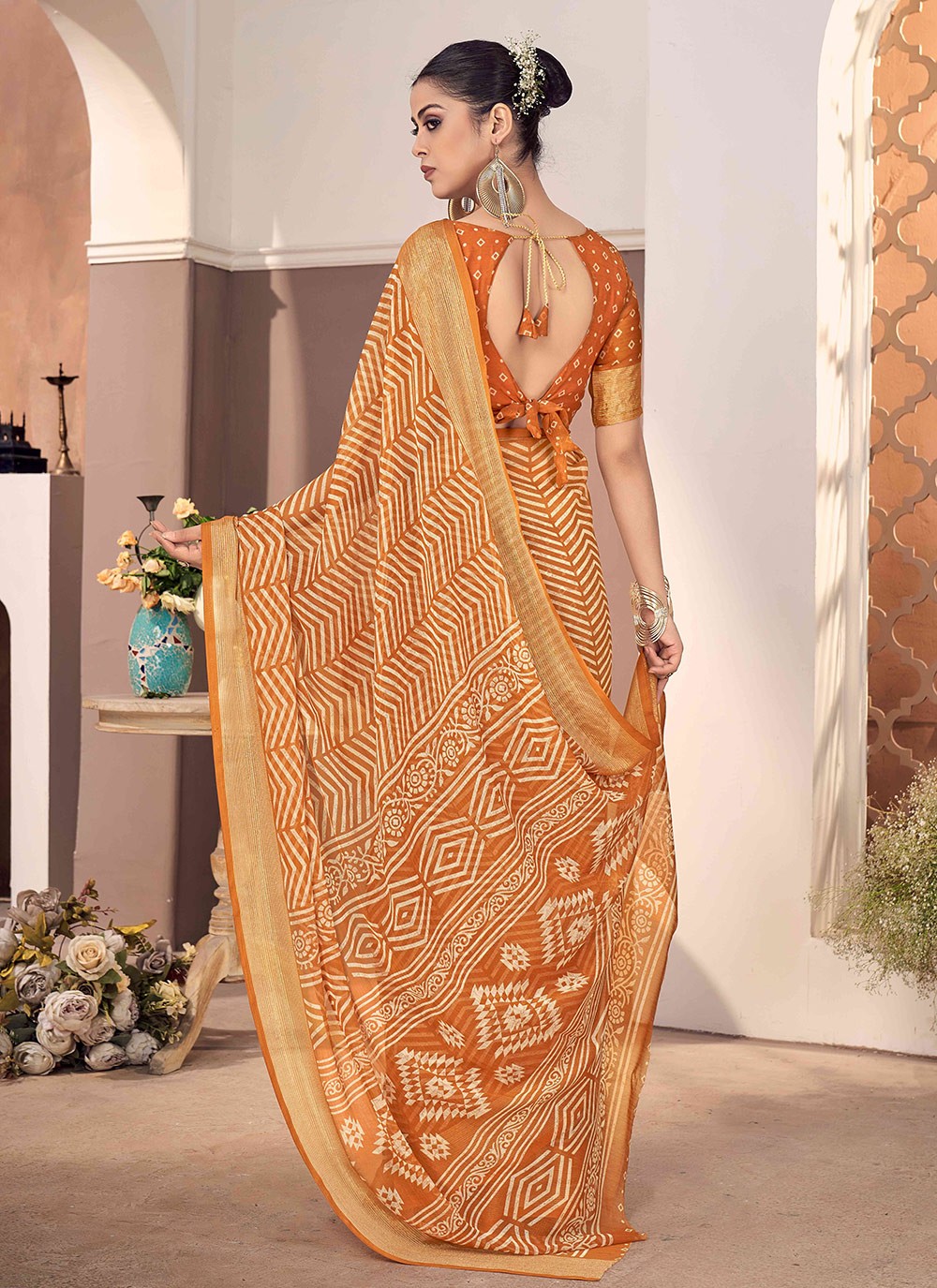 Trendy Printed Chiffon Saree - S8758