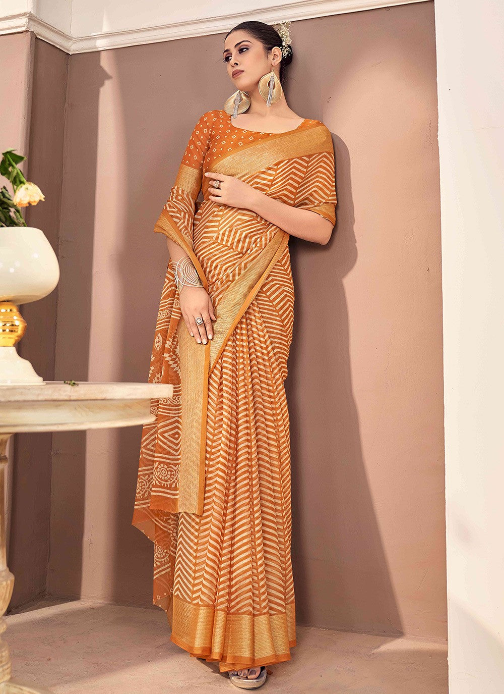 Trendy Printed Chiffon Saree - S8758