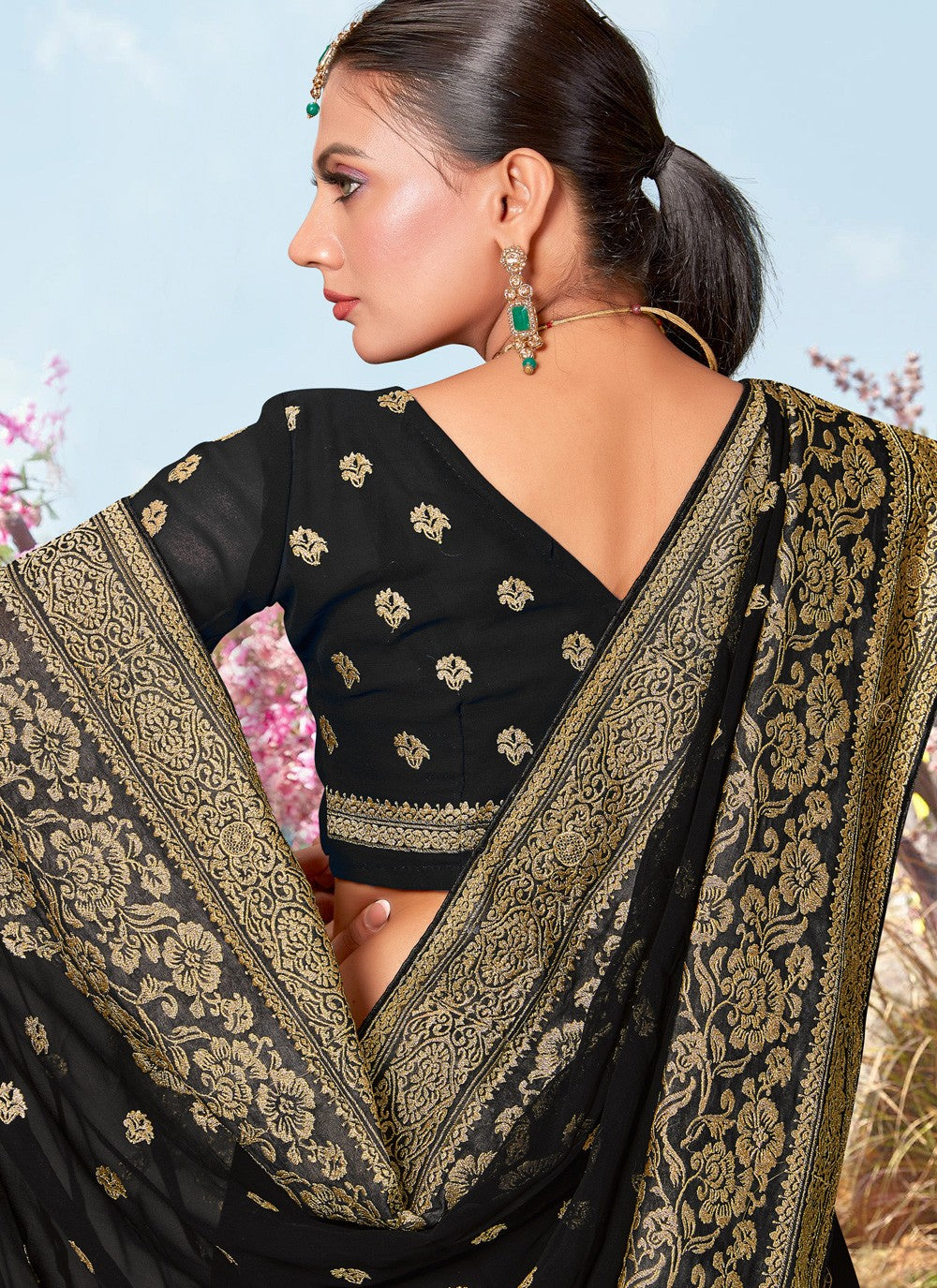 Classic Embroidered Georgette Saree - S3834