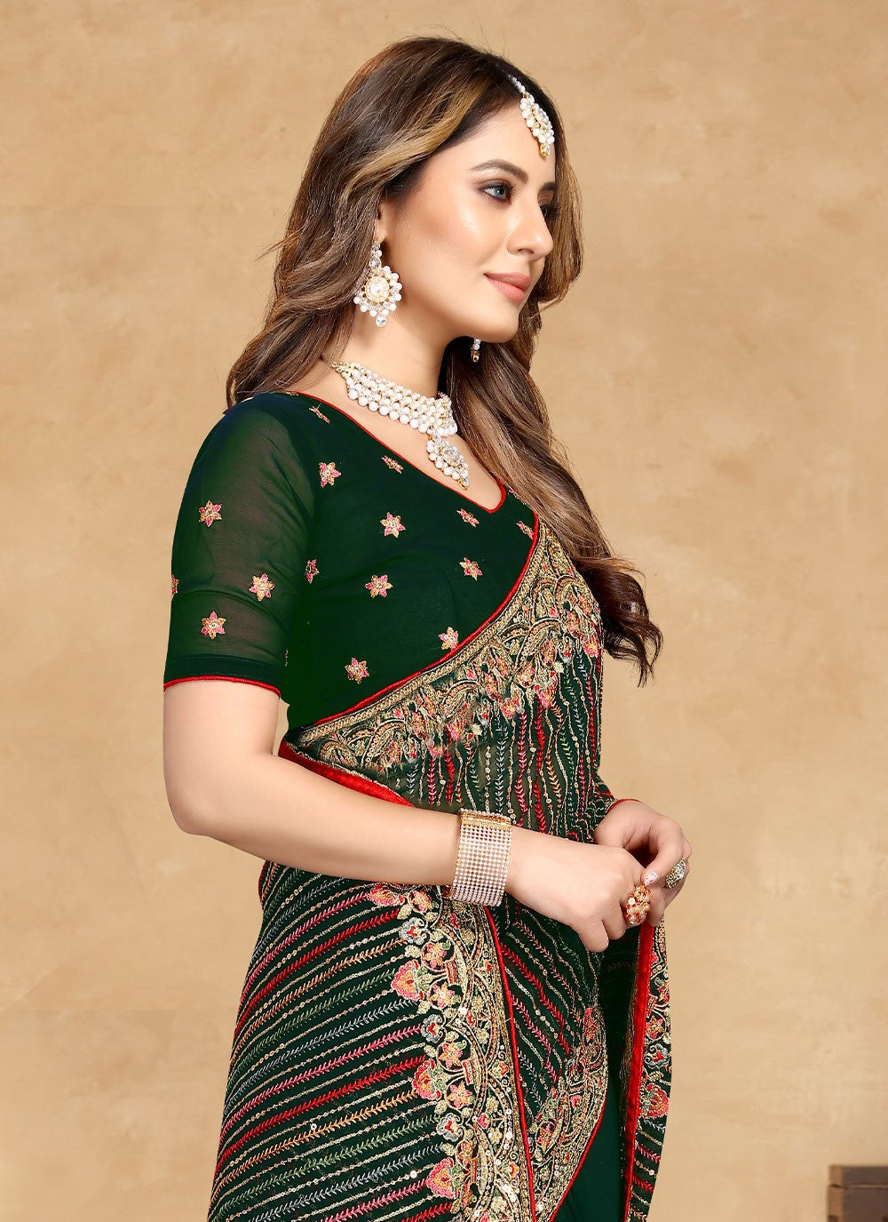 Bollywood Style Embroidered Georgette Saree - S1654