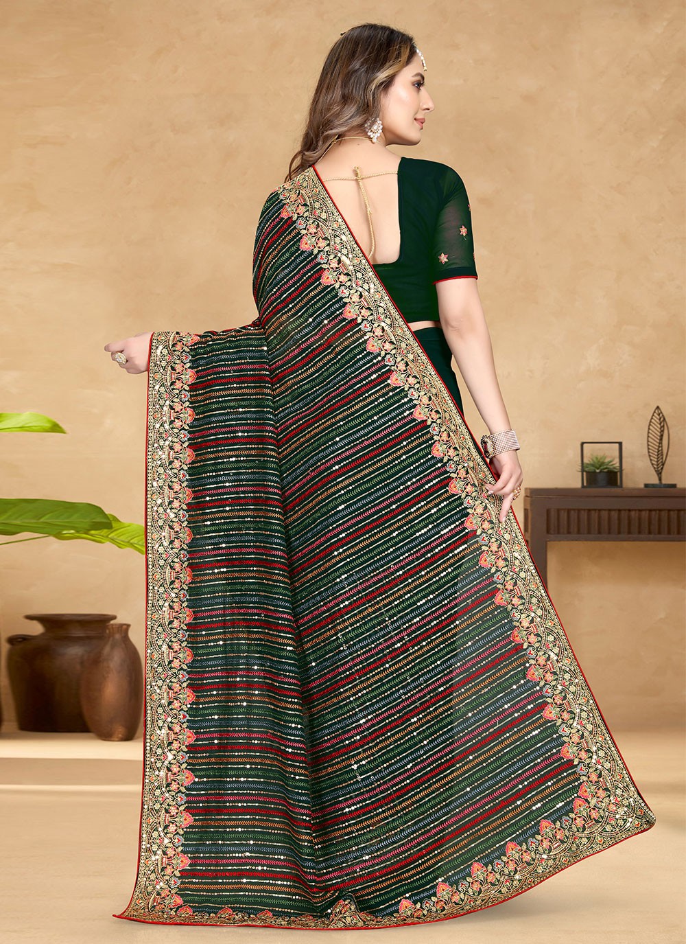 Bollywood Style Embroidered Georgette Saree - S1654