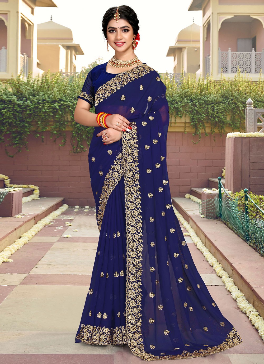 Saree Embroidered Georgette Saree - S2546