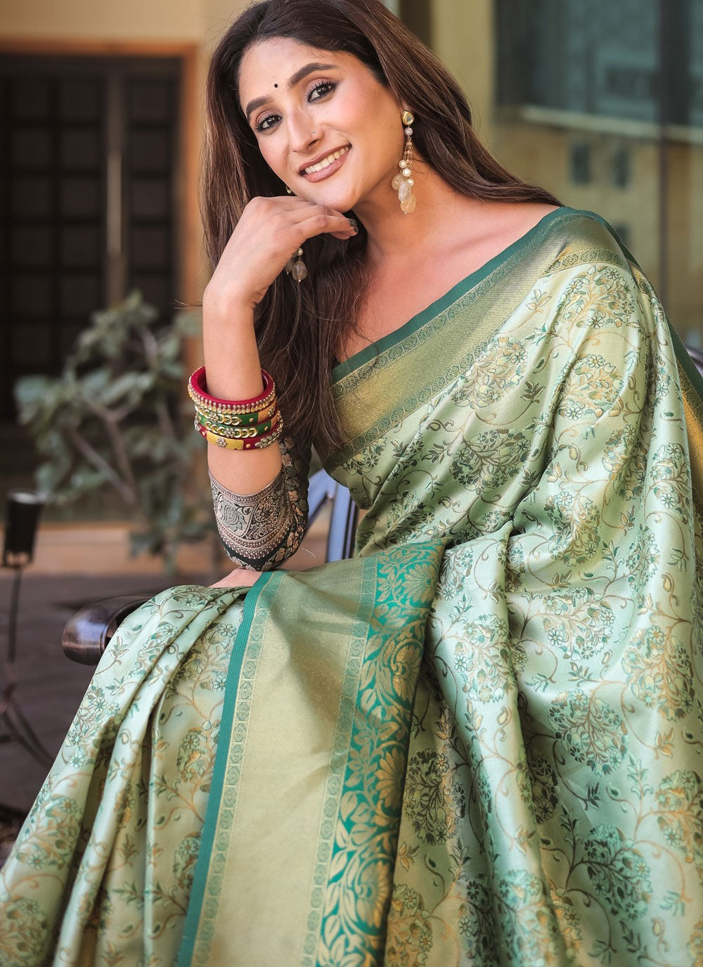 Woven, Zari Malbari Silk Saree - S12308