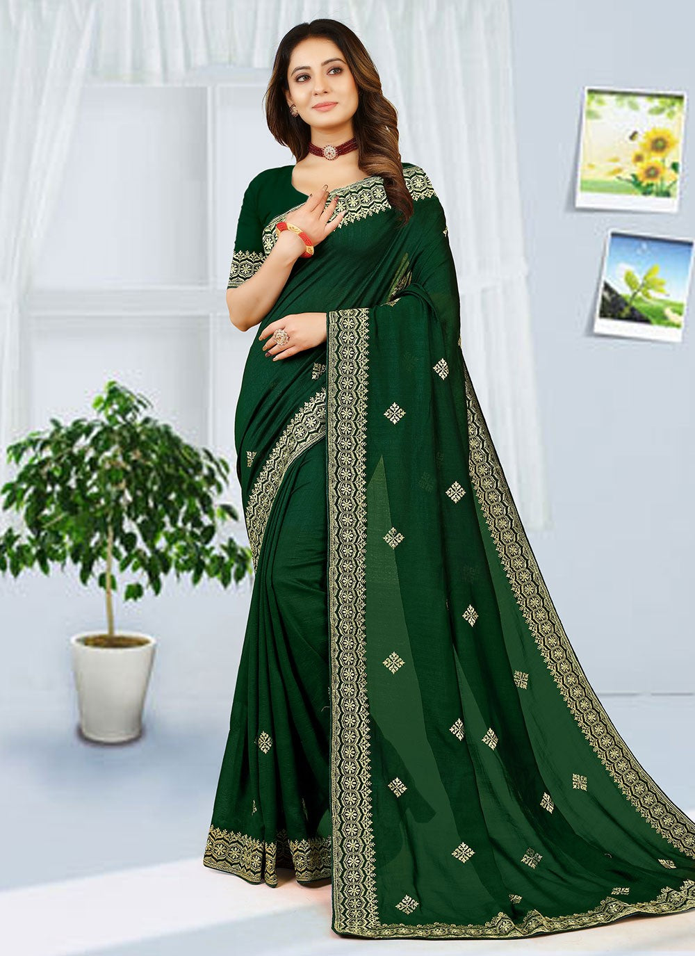 Classic Embroidered Georgette Saree - S2738