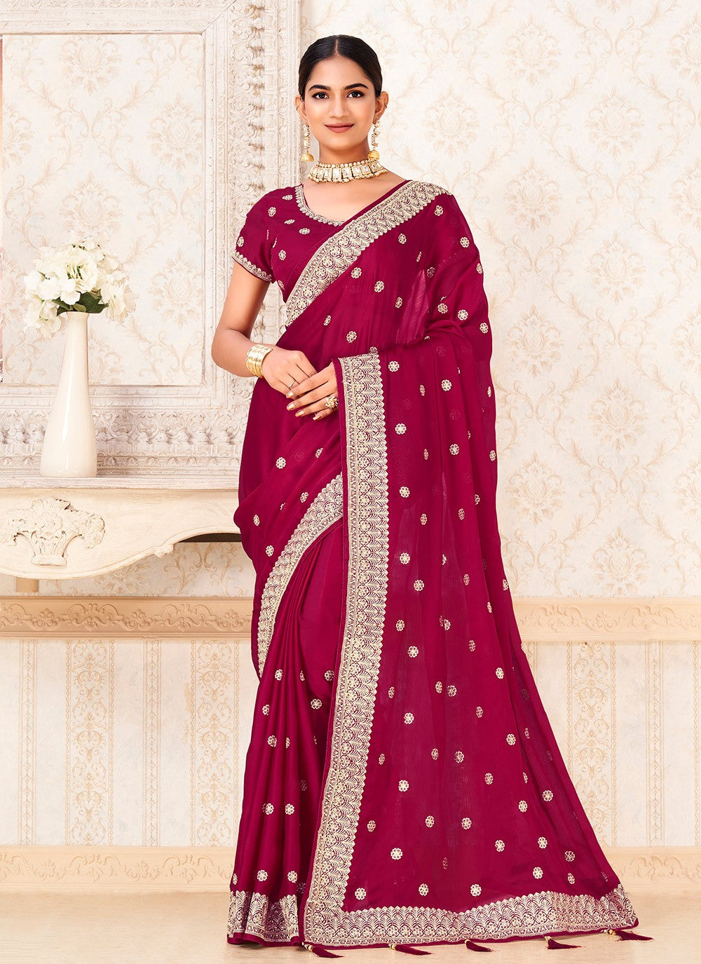 Classic Zari Vichitra Silk Saree - S9733