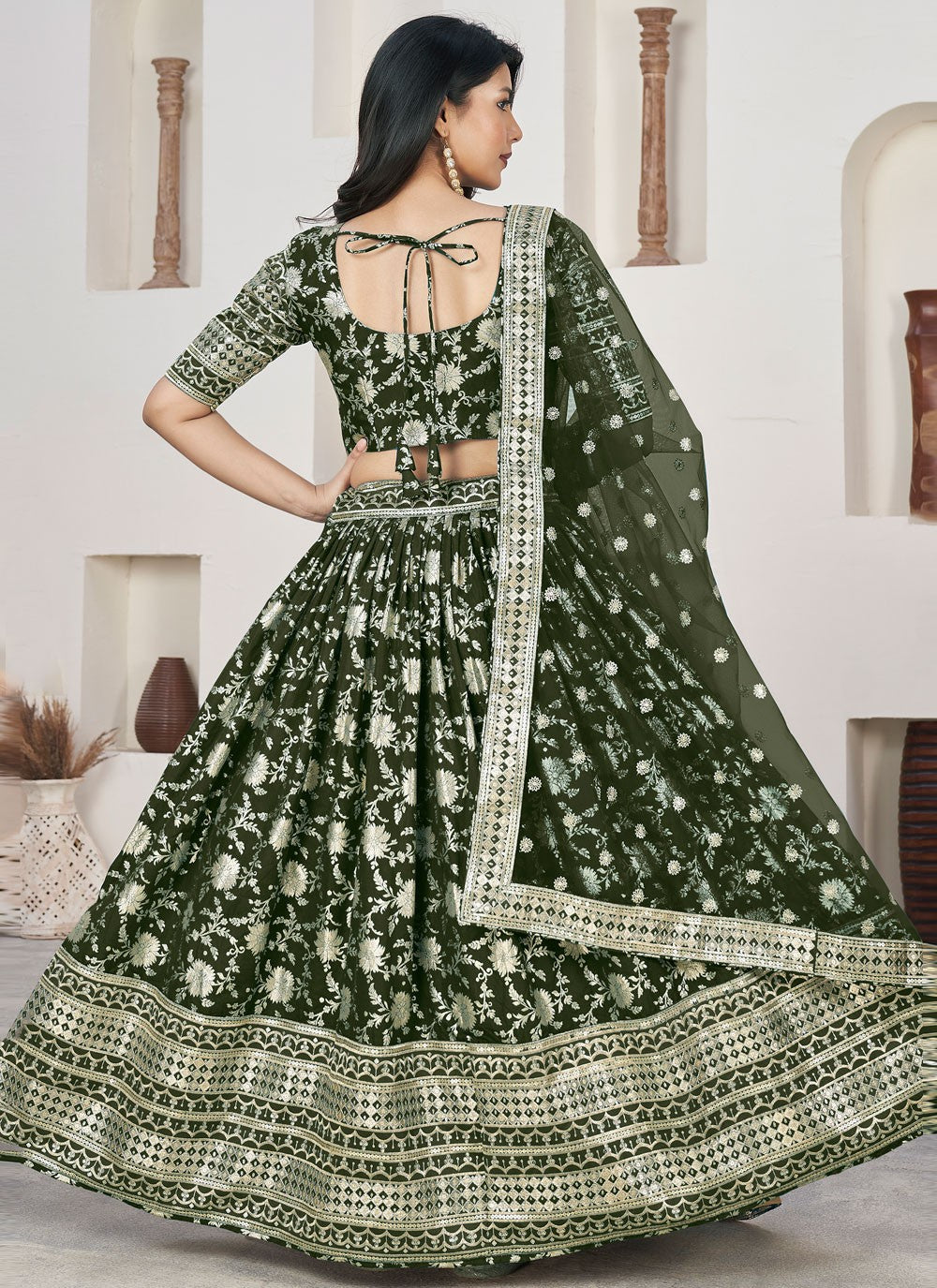 Embroidered Jacquard A - Line Lehenga - L1644