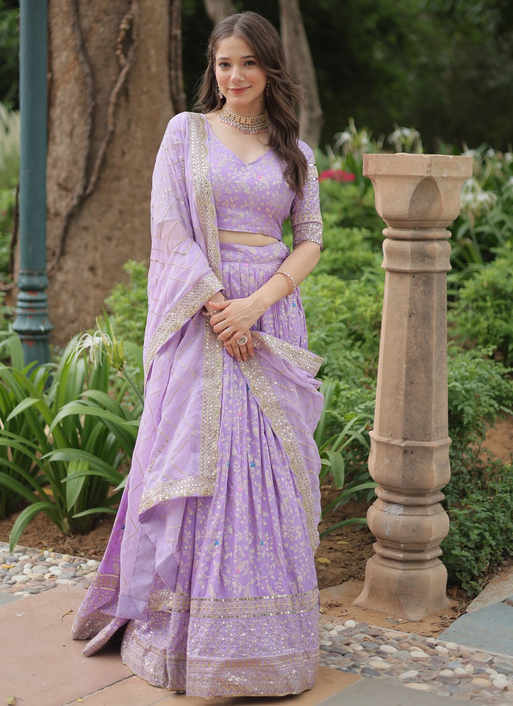 Embroidered Jacquard, Viscose A - Line Lehenga - L2753