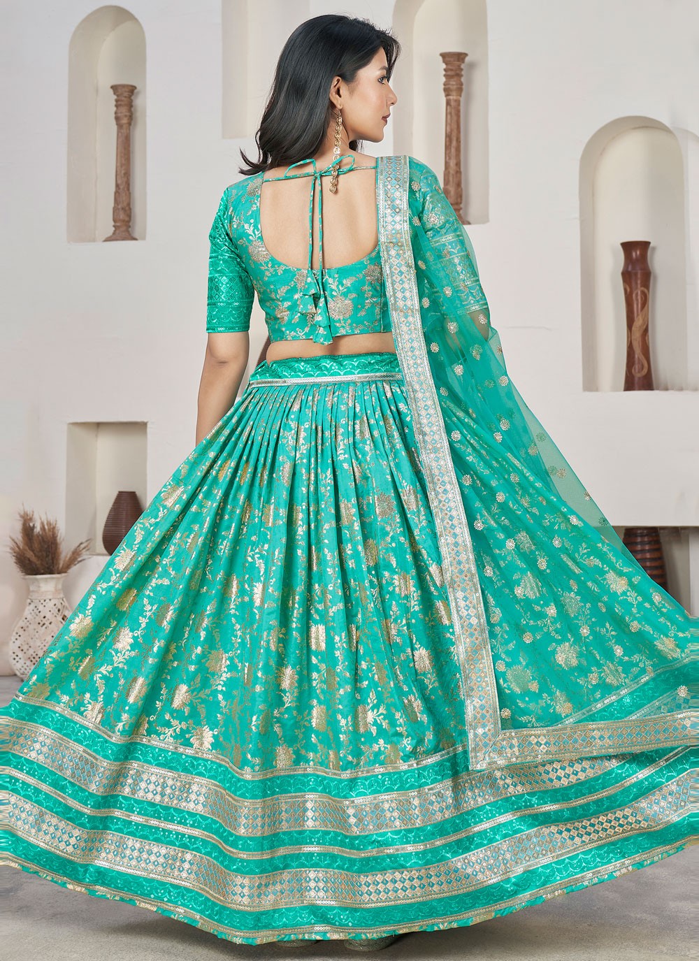 Embroidered Jacquard A - Line Lehenga - L1644