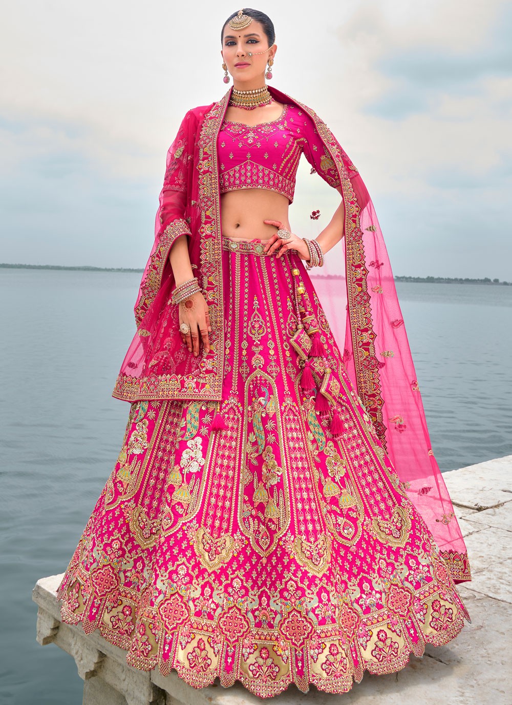 Embroidered Silk A - Line Lehenga - L2783