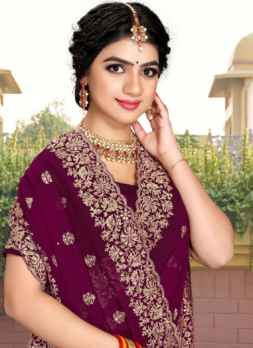 Saree Embroidered Georgette Saree - S2546