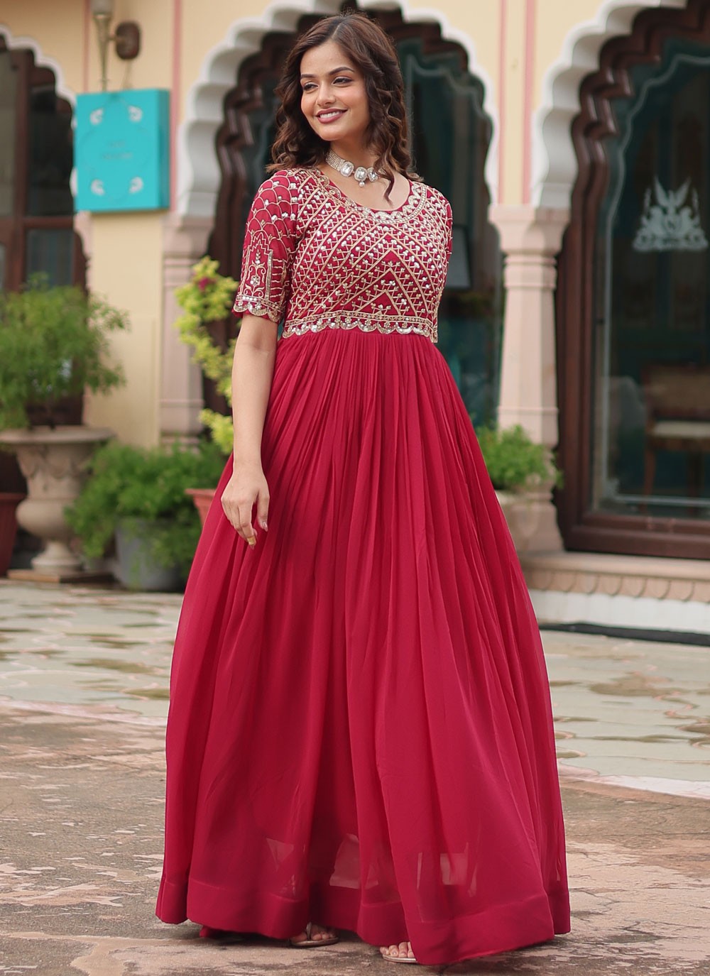 Faux Georgette Gown - G1566