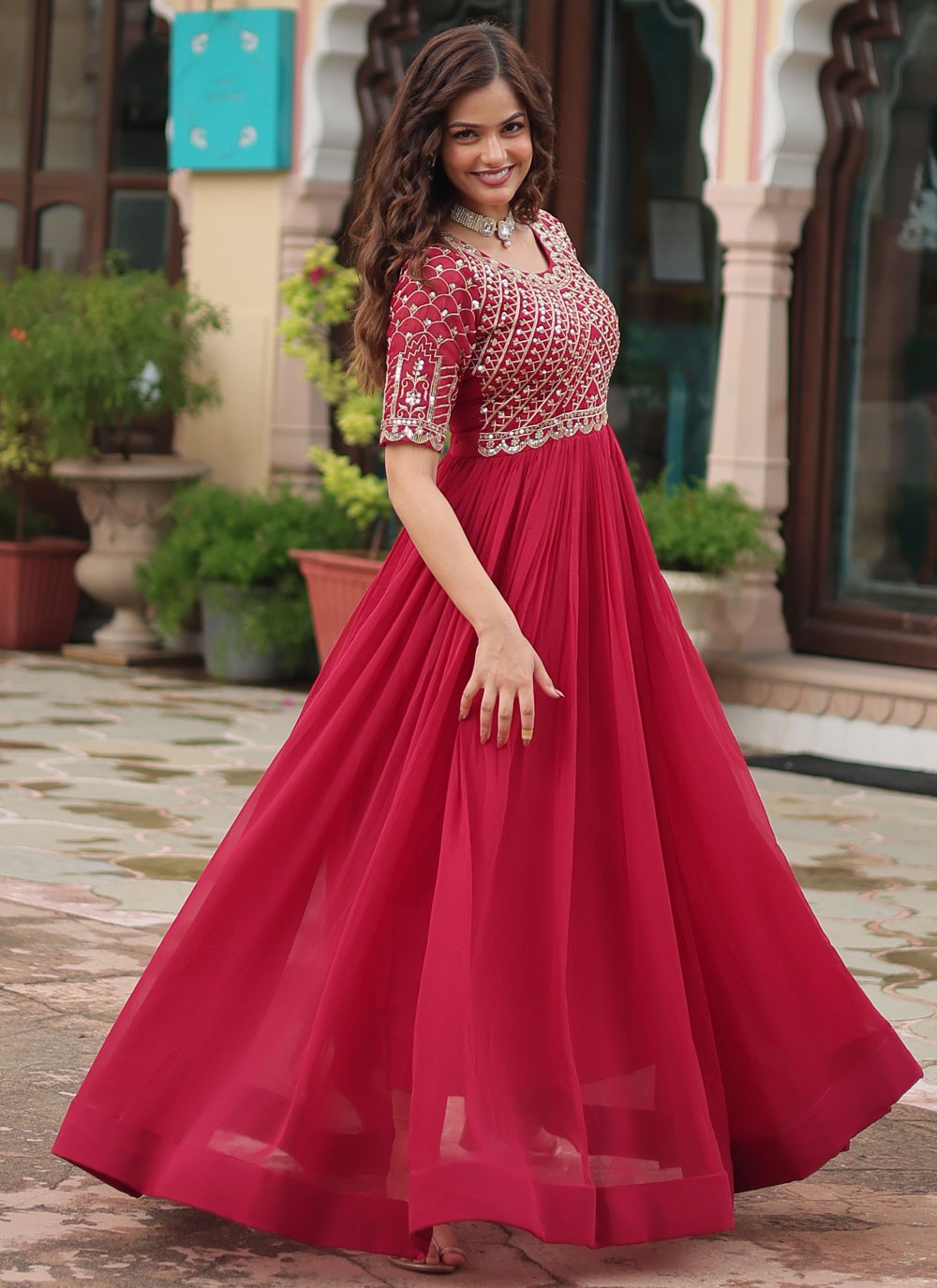 Faux Georgette Gown - G1566