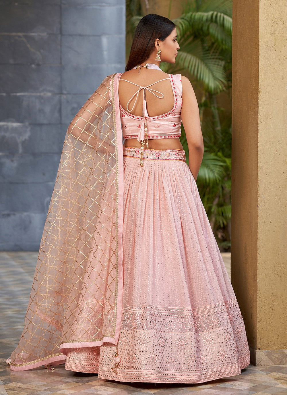 Embroidered Georgette A - Line Lehenga - L1528