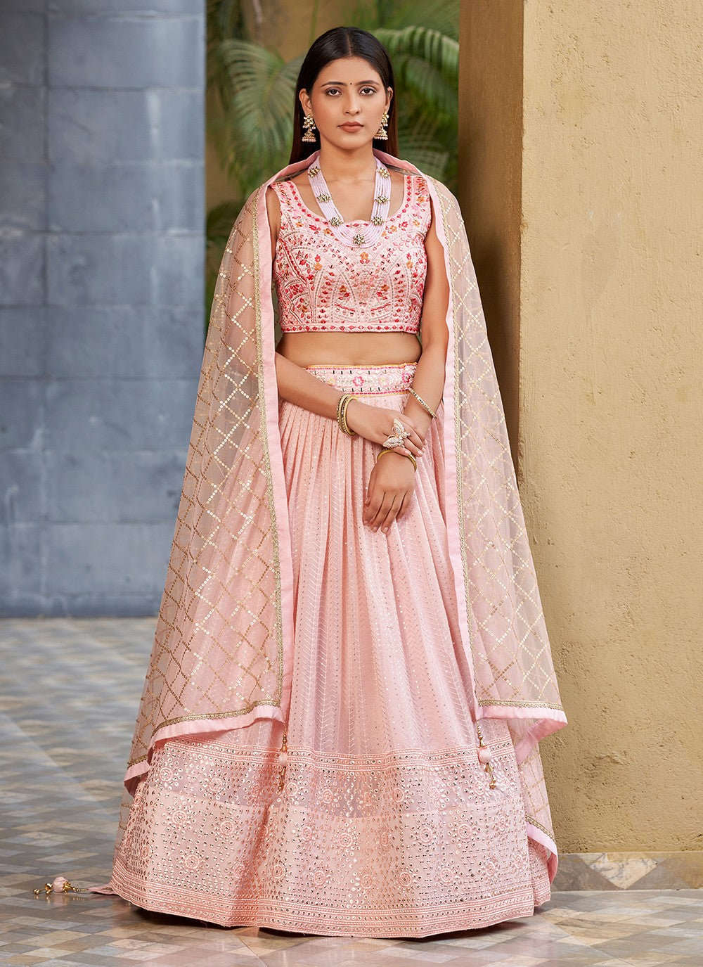 Embroidered Georgette A - Line Lehenga - L1528