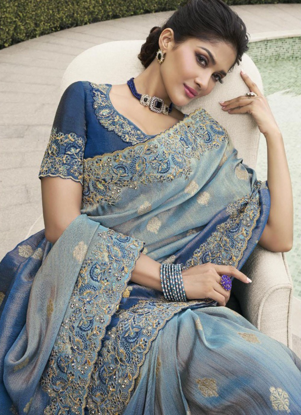 Classic Border Work Tussar Silk Saree - S9485