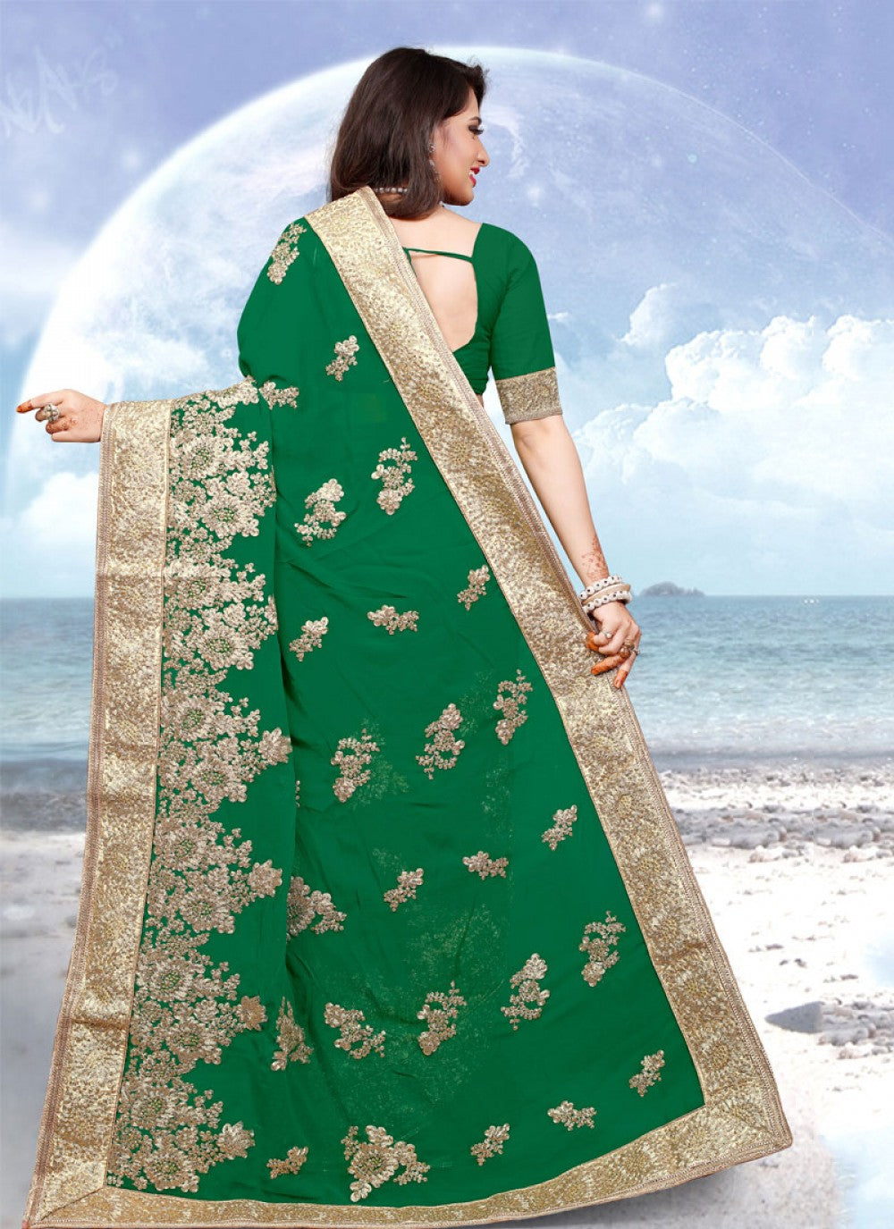 Classic Embroidered Georgette Saree - S0294