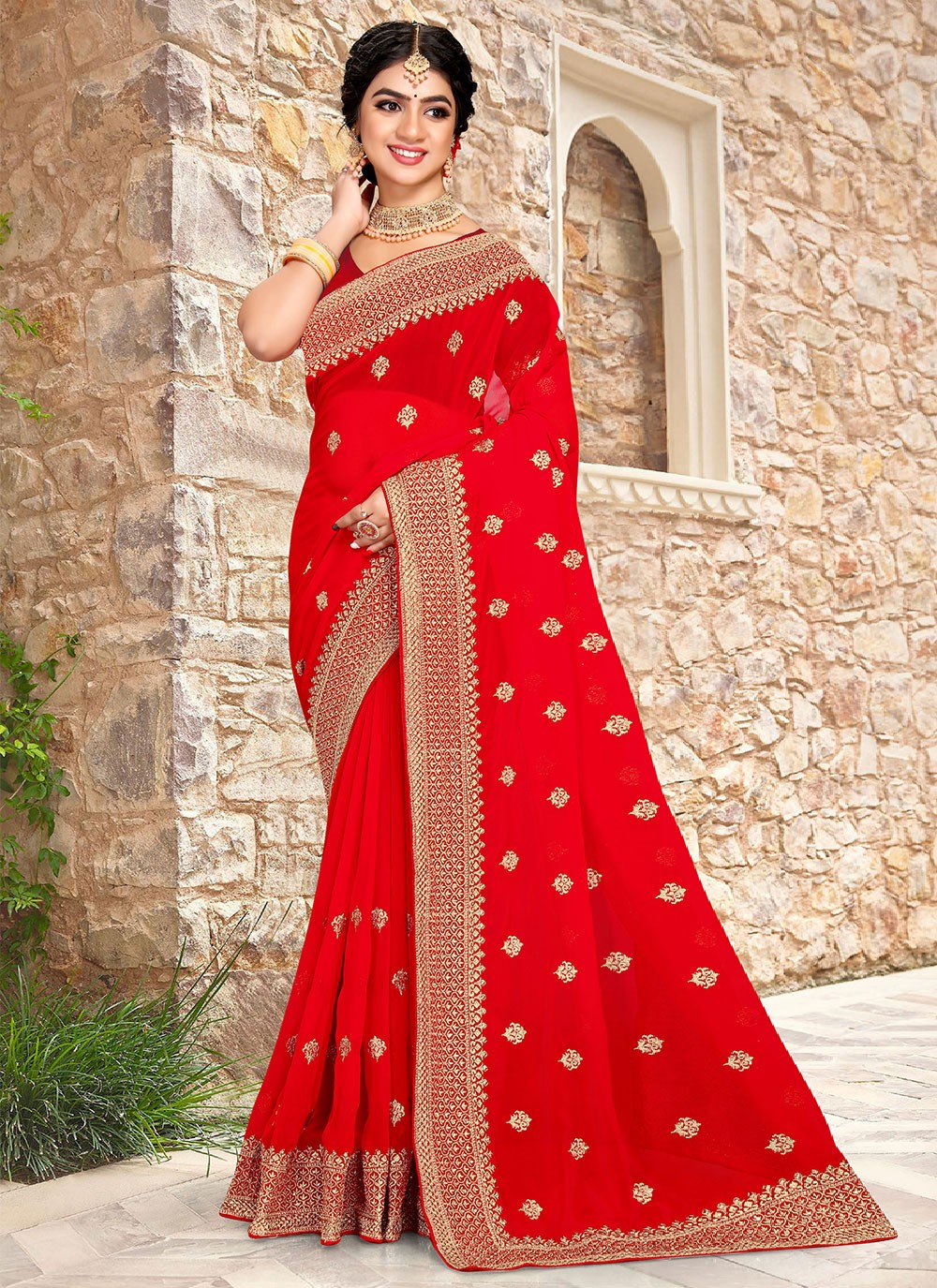 Saree Embroidered Georgette Saree - S2528