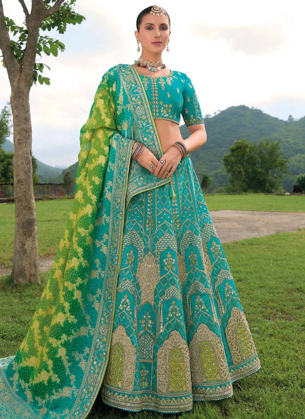 Embroidered Silk Lehenga - L3142