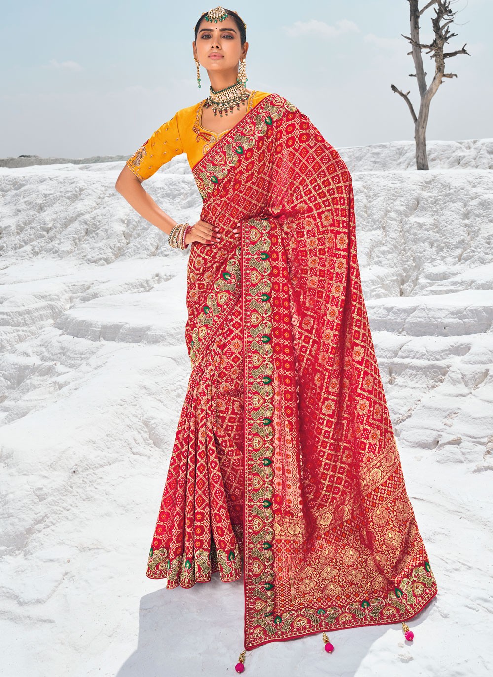 Classic Embroidered Georgette Saree - S9586