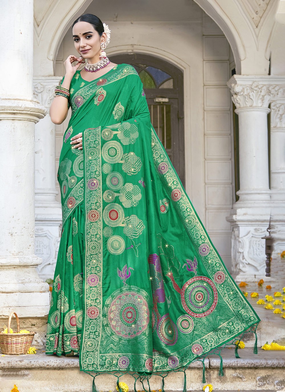 Printed, Zari Silk Saree - S12127