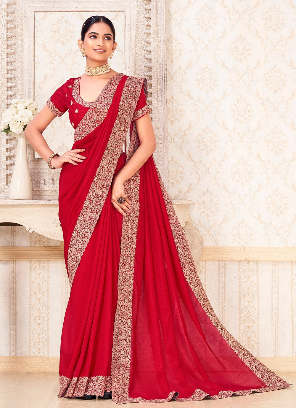 Classic Zari Vichitra Silk Saree - S9733