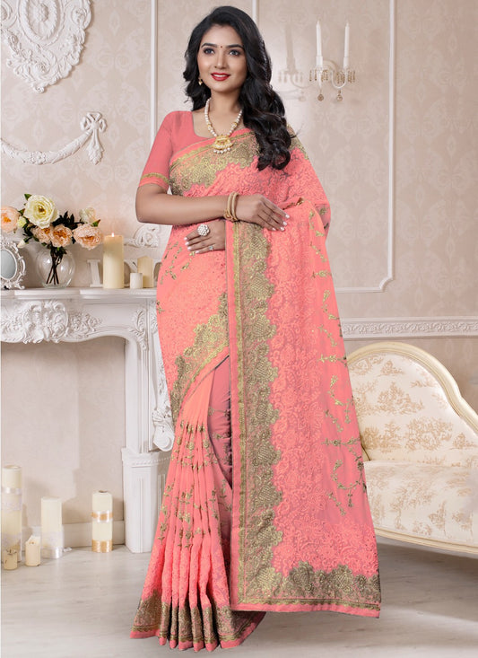 Designer Style Embroidered Georgette Saree - S0337