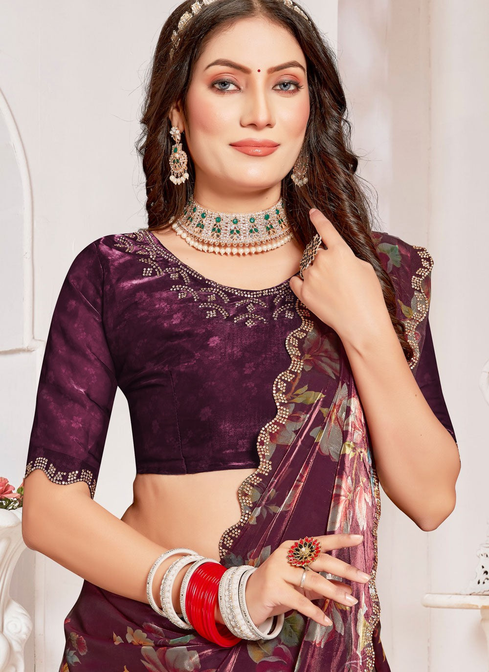 Classic Border Work Organza Saree - S7663